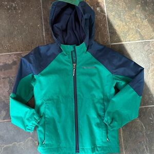 Columbia Emerald and Navy Hooded Jacket endless explorer XS 6/7